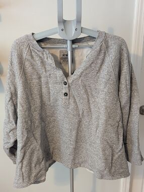 Madewell Heather Gray Button Henley Sweater